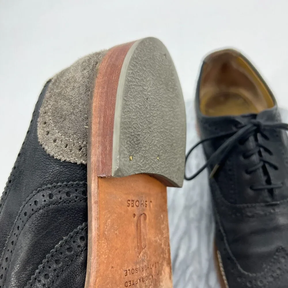 J Shoes Oxford Men 11 Black Charlie Plus Wingtip Drizzle Leather Brogue Business